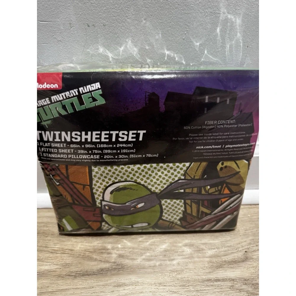 Ninja Turtles Twin Sheet‎ Set Flat Sheet Fitted Pillowcase Sealed 2014 TMNT Soft